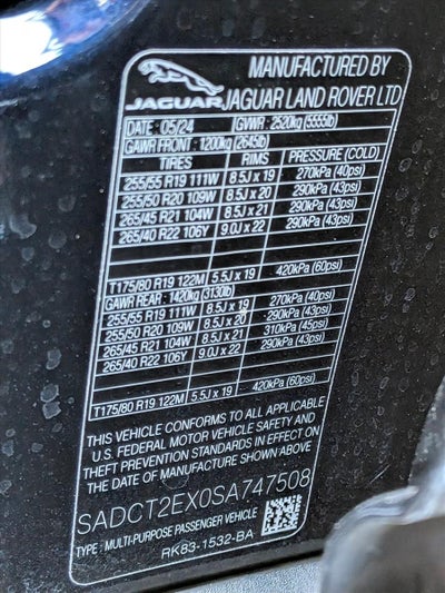 2025 Jaguar F-PACE R-Dynamic S P250 AWD