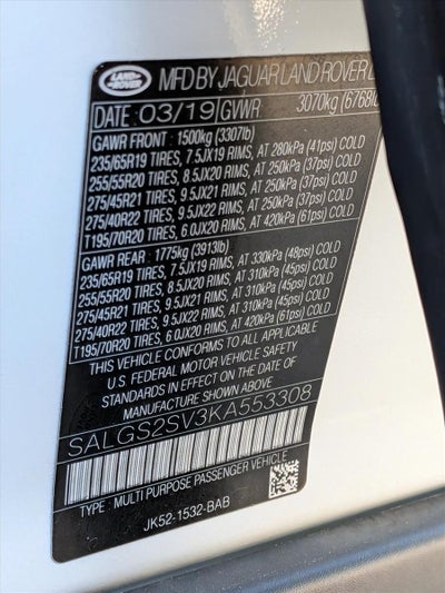 2019 Land Rover Range Rover V6 Supercharged HSE SWB