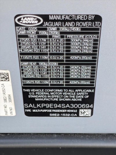 2025 Land Rover Range Rover P530 SE SWB
