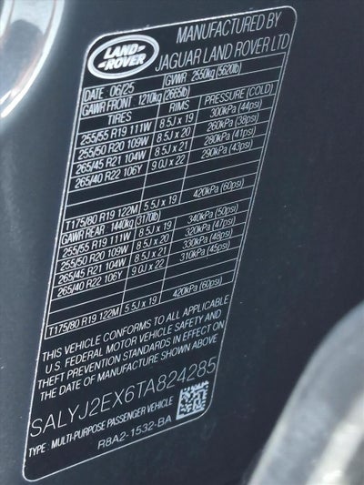 2026 Land Rover Range Rover Velar P250 S