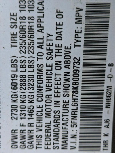 2019 Honda Odyssey EX-L w/Navi/RES Auto