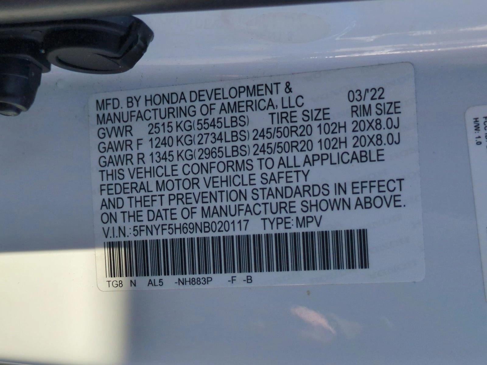 2022 Honda Pilot Touring 7-Passenger 2WD