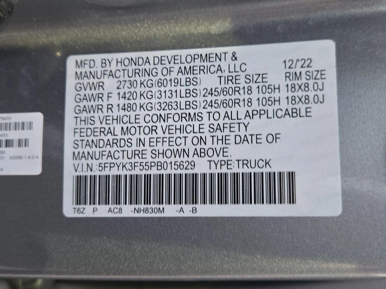2023 Honda Ridgeline RTL AWD
