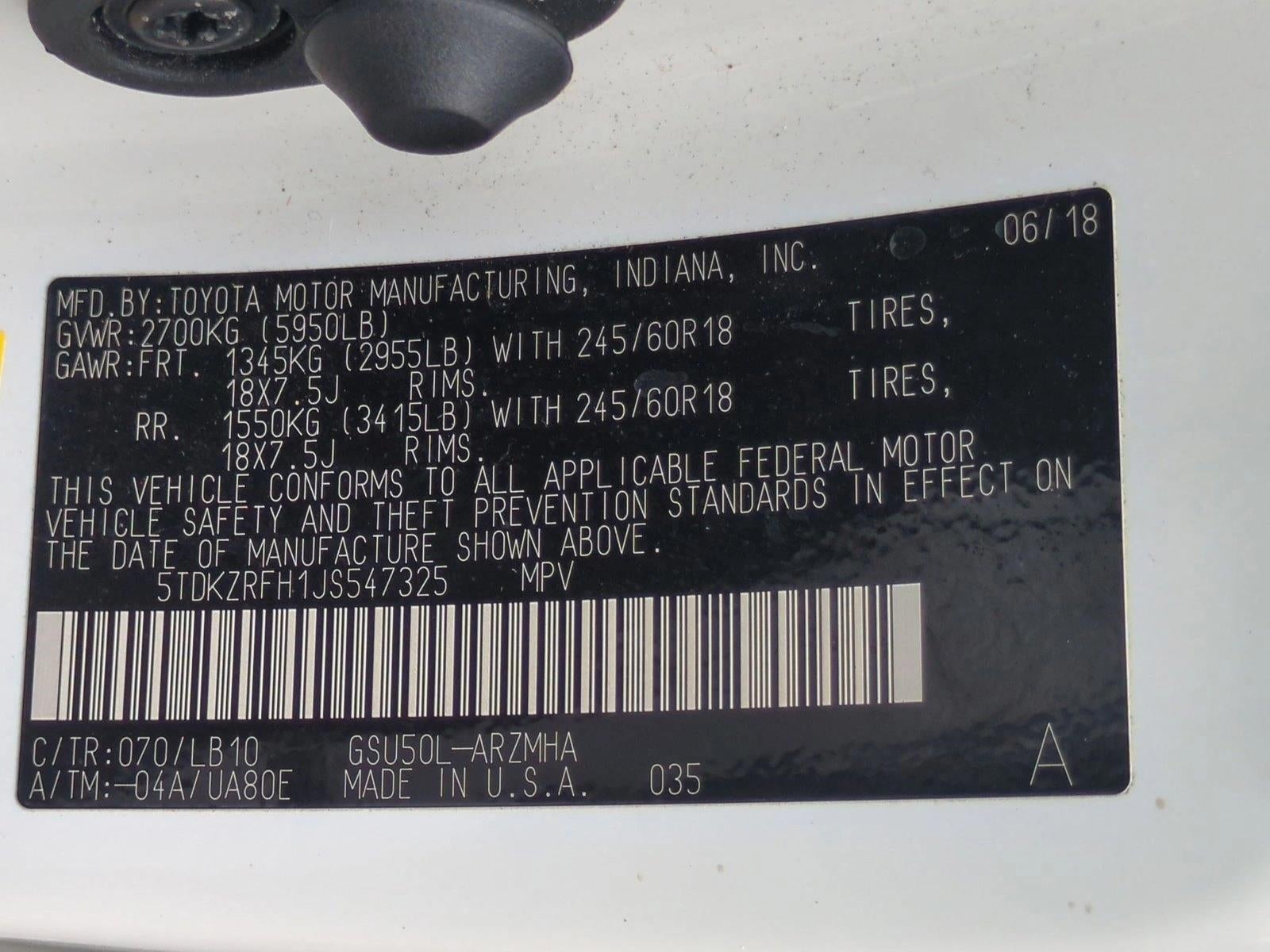 2018 Toyota Highlander XLE V6 FWD (Natl)