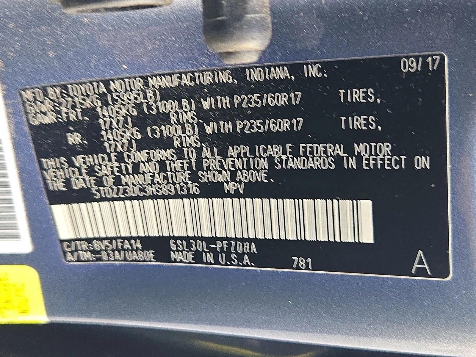 2017 Toyota Sienna L FWD 7-Passenger (Natl)