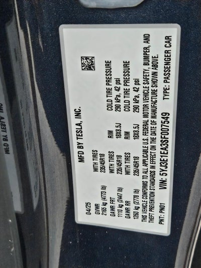 2025 Tesla Model 3 Long Range RWD