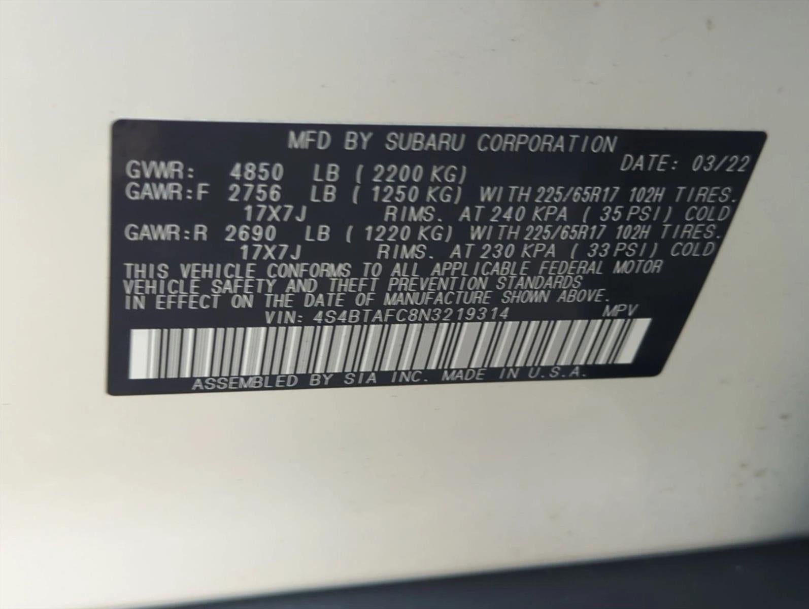 2022 Subaru Outback Premium CVT