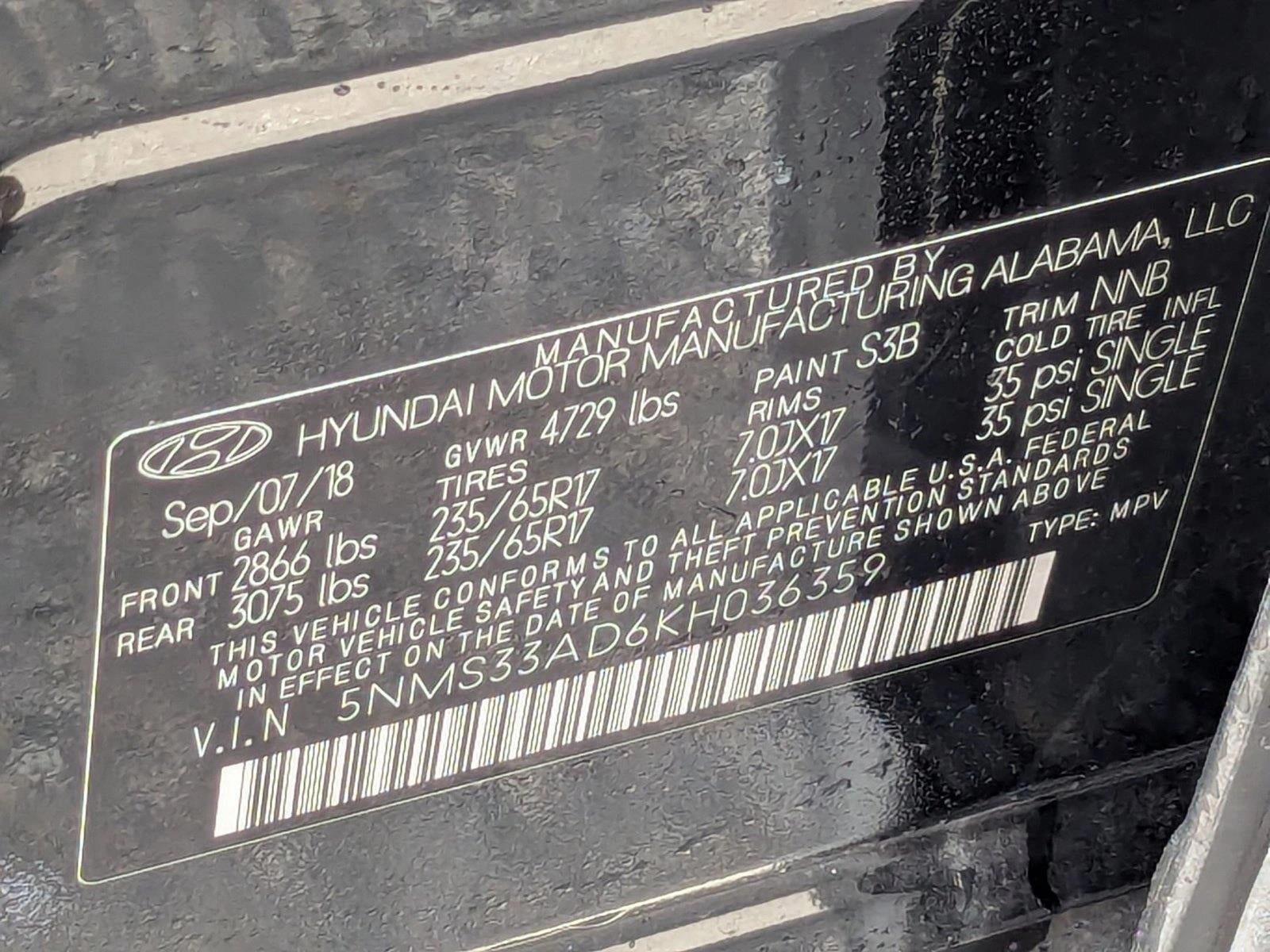 2019 Hyundai SANTA FE SEL 2.4L Auto FWD