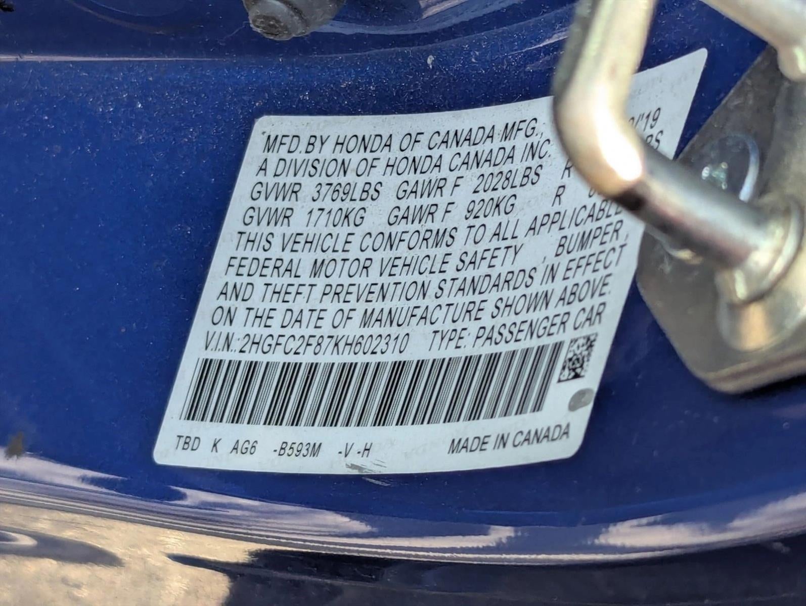 2019 Honda Civic Sedan Sport CVT