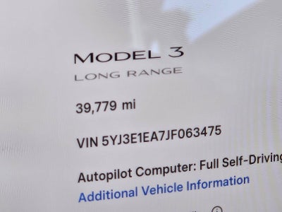 2018 Tesla Model 3 Long Range Battery RWD