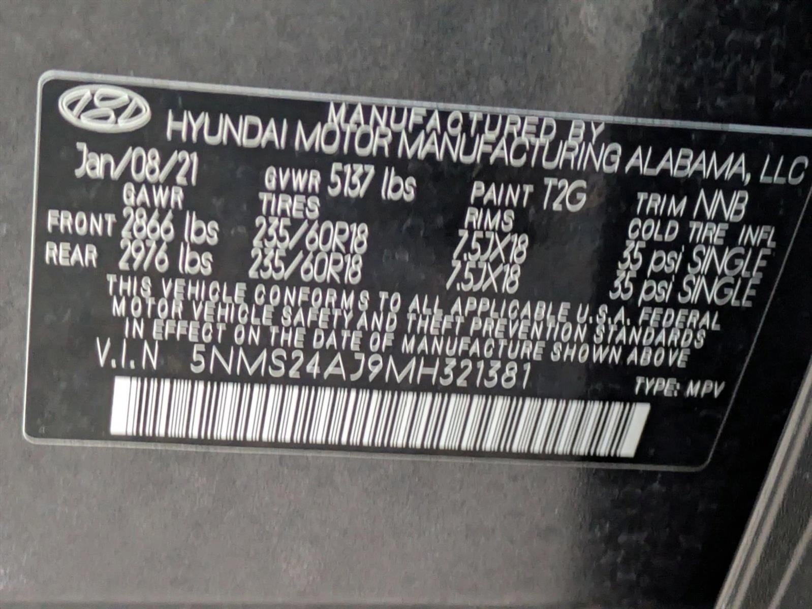 2021 Hyundai SANTA FE SEL FWD