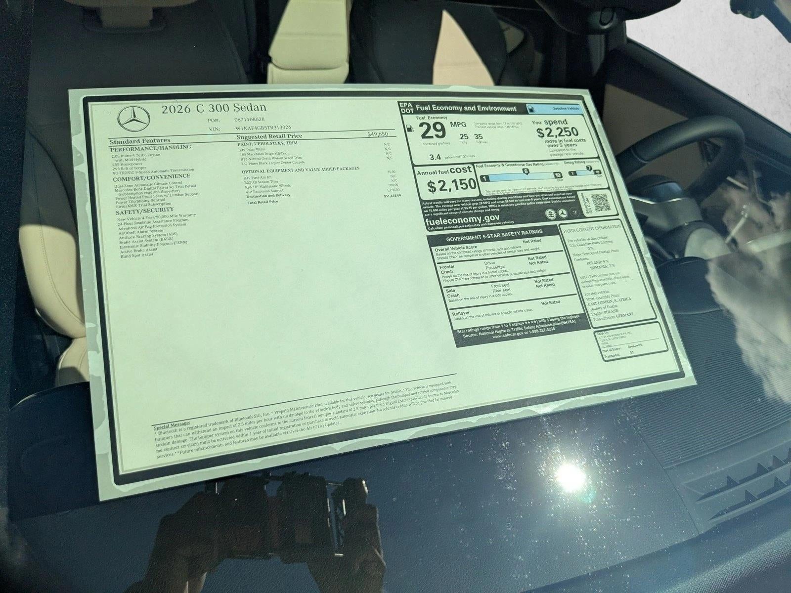 2026 Mercedes-Benz C-Class C 300 Sedan