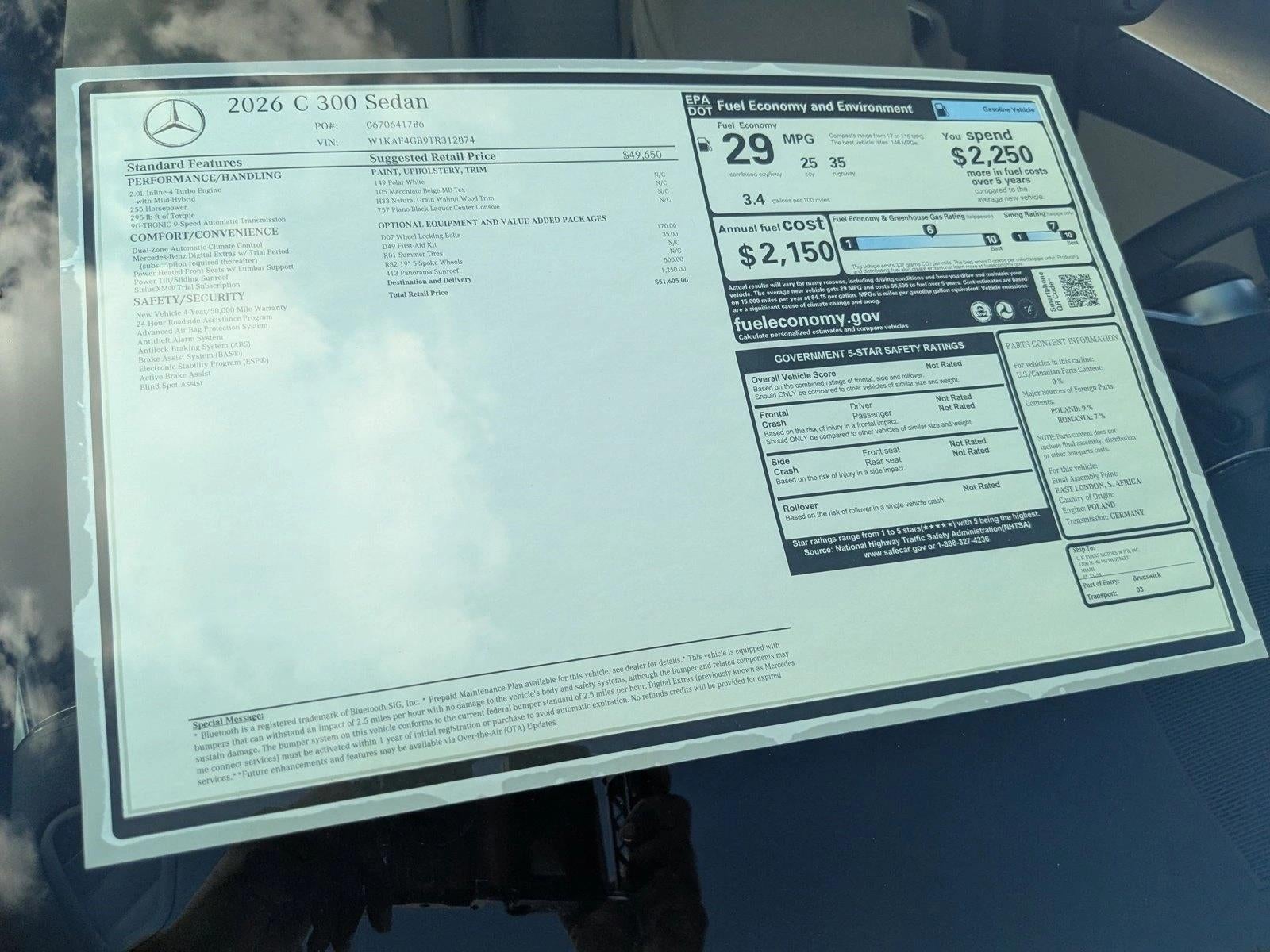 2026 Mercedes-Benz C-Class C 300 Sedan