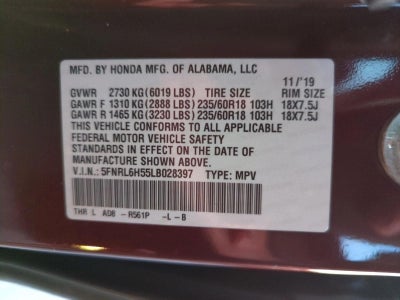 2020 Honda Odyssey EX Auto