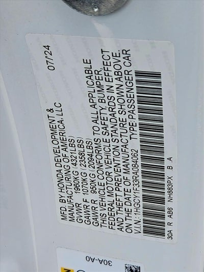 2024 Honda Accord Sedan EX CVT