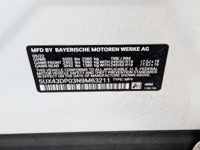 2022 BMW X3 sDrive30i Sports Activity Vehicle